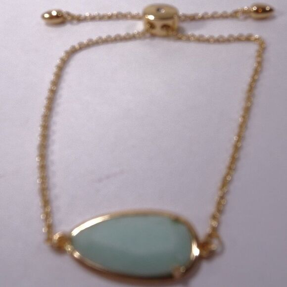 Anthropologie Mint Stone Resin Oval Gold Snake Chain Slider Bracelet NWOT $58.00 - Picture 4 of 7